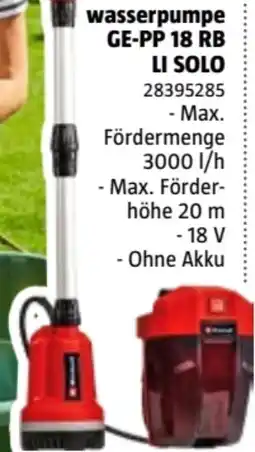 Bauhaus Einhell Akku-Klarwasserpumpe GE-PP 18RB Li-Solo Angebot