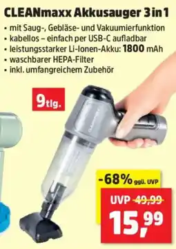 Thomas Philipps CLEANmaxx Akkusauger 3 in 1 Angebot