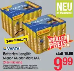 Maximarkt Varta Batterien Longlife Angebot