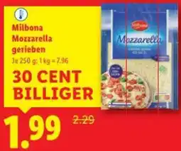 Lidl Milbona Mozzarella gerieben Angebot