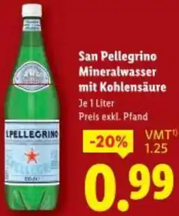 Lidl San Pellegrino Mineralwasser mit Kohlensäure Angebot