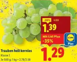 Lidl Trauben hell kernlos Angebot