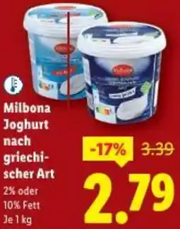 Lidl Milbona Joghurt nach griechi- scher Art Angebot