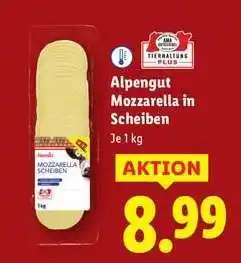 Lidl Alpengut Mozzarella in Scheiben Angebot