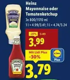 Lidl Heinz Mayonnaise oder Tomatenketchup Angebot