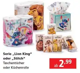 Pagro Diskont Serie Lion King oder oder „,Stitch" Taschentücher Angebot