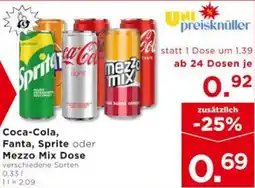 Unimarkt Coca-Cola, Fanta, Sprite oder Mezzo Mix Dose Angebot