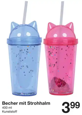 Zeeman Becher mit Strohhalm Angebot