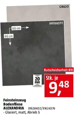 Bauhaus Feinsteinzeug Bodenfliese ALEXANDRIA Angebot