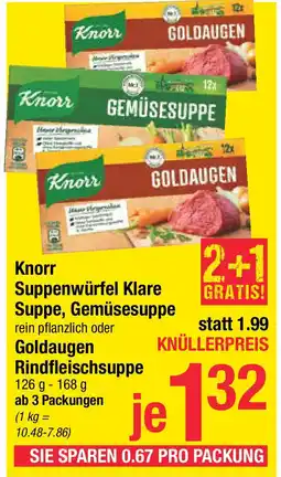 Maximarkt Knorr Suppenwürfel Klare Suppe, Gemüsesuppe rein pflanzlich oder Goldaugen Angebot