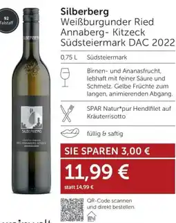 Weinwelt Interspar Silberberg Weißburgunder Ried Annaberg- Kitzeck Südsteiermark DAC 2022 Angebot