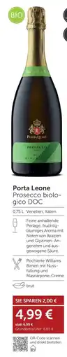 Weinwelt Interspar Porta Leone Prosecco biolo- gico DOC Angebot