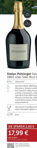 Weinwelt Interspar Stefan Potzinger Sekt Brut Blanc 1860 oder Sekt Brut Rosé 1860 Angebot