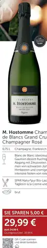 Weinwelt Interspar M. Hostomme Champagner Blanc de Blancs Grand Cru Origine oder Champagner Rosé Angebot