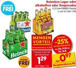 Interspar Heineken Lager oder alkoholfrei oder Desperados Angebot