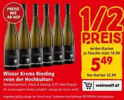 Interspar Winzer Krems Riesling von der Hochkultur Angebot