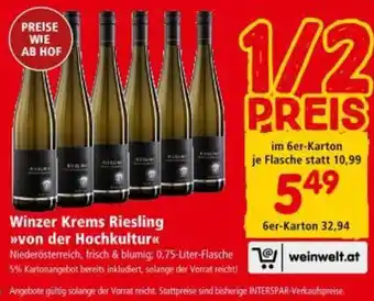 Interspar Winzer Krems Riesling von der Hochkultur Angebot