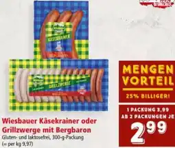 Interspar Wiesbauer Käsekrainer oder Grillzwerge mit Bergbaron Angebot