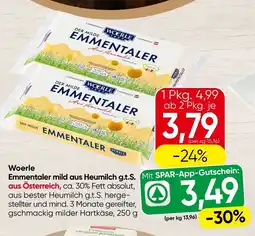 Spar Woerle Emmentaler mild aus Heumilch Angebot