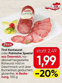 Spar Tirol Kantwurst oder Polnische Spezial Angebot