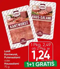Spar Loidl Kantwurst, Putensalami Haussalami Angebot