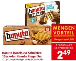 Interspar Hanuta Haselnuss-Schnitten 10er oder Hanuta Riegel 5er Angebot