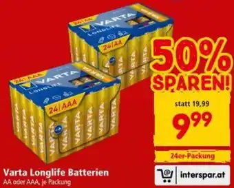 Interspar Varta Longlife Batterien Angebot