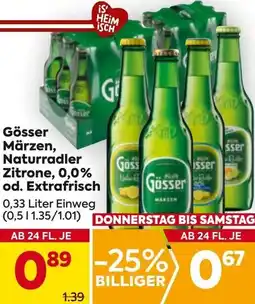 Billa Gösser Märzen, Naturradler Zitrone, 0,0% od. Extrafrisch Angebot