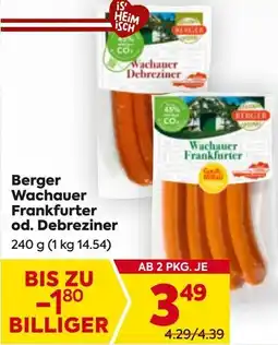 Billa Berger Wachauer Frankfurter od. Debreziner Angebot