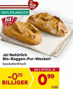 Billa Ja! Natürlich Bio-Roggen-Pur-Weckerl Angebot