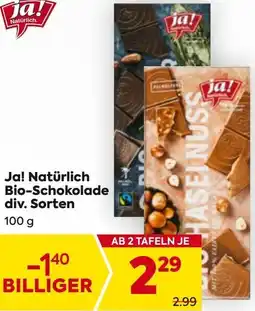 Billa Ja! Natürlich Bio-Schokolade div. Sorten Angebot