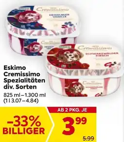 Billa Eskimo Cremissimo Spezialitäten div. Sorten Angebot