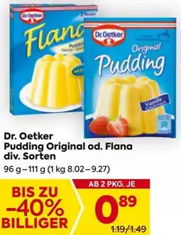 Billa Dr.Oetker Pudding Original od. Flana div. Sorten Angebot