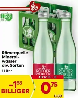 Billa Römerquelle Mineral- wasser div. Sorten Angebot