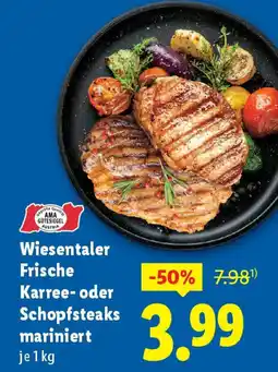 Lidl Wiesentaler Frische Karree- oder Schopfsteaks mariniert je Angebot