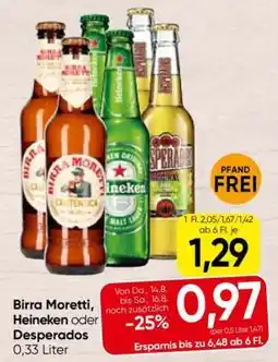 Spar Birra Moretti, Heineken oder Desperados Angebot