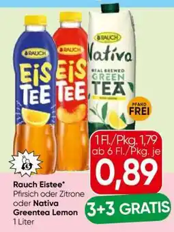 Spar Rauch Eistee Pfirsich oder Zitrone oder Nativa Greentea Lemon Angebot