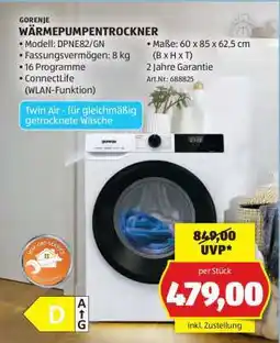 Hofer GORENJE WÄRMEPUMPENTROCKNER Angebot
