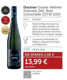 Interspar Dockner Grüner Veltliner Kremstal DAC Ried Gottschelle 1ÖTW 2023 Angebot