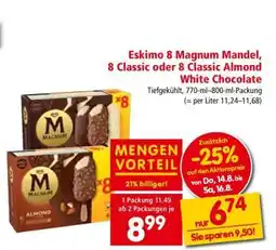 Interspar Eskimo 8 Magnum Mandel, 8 Classic oder 8 Classic Almond White Chocolate Angebot