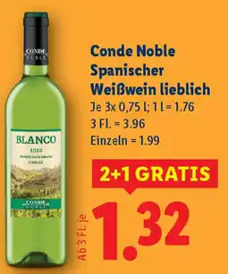 Lidl Conde Noble Spanischer Weißwein lieblich Angebot