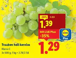 Lidl Trauben hell kernlos Angebot