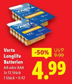 Lidl Varta Longlife Batterien Angebot