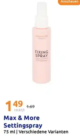 Action Max & More Settingspray Angebot