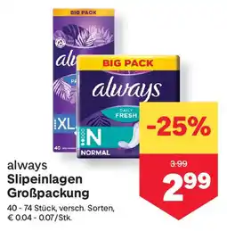MPreis Always slipeinlagen großpackung Angebot
