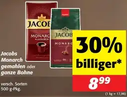 Nah&Frisch Jacobs Monarch gemahlen oder ganze Bohne Angebot