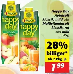 Nah&Frisch Happy Day Apfelsaft klassik, mild oder Multivitaminsaft klassik, rot oder mild Angebot