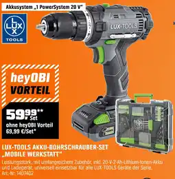 OBI Lux-tools akku-bohrschrauber-set ,,mobile werkstatt Angebot