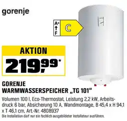 OBI Gorenje warmwasserspeicher „tg 101 Angebot