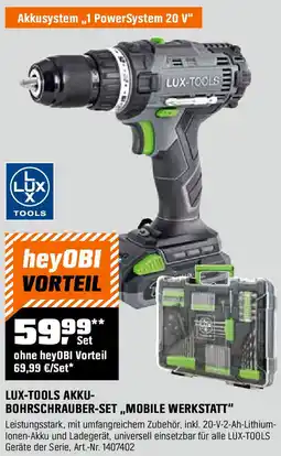 OBI Lux-tools akku- bohrschrauber-set,,mobile werkstatt Angebot